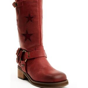 Women's Red Star-Embellished Boots